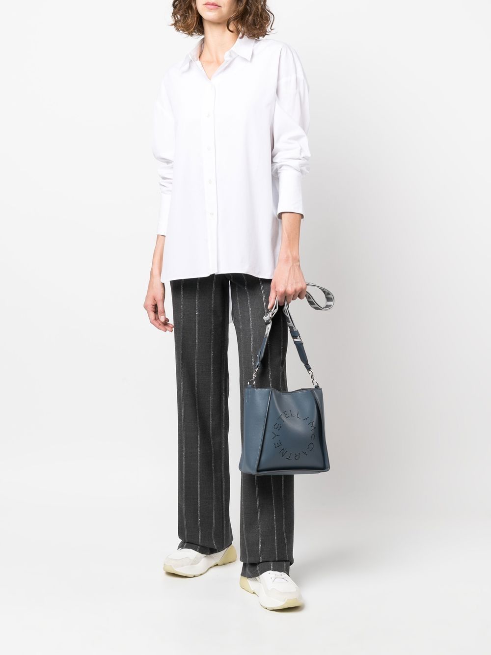 Wide leg pinstripe trousers