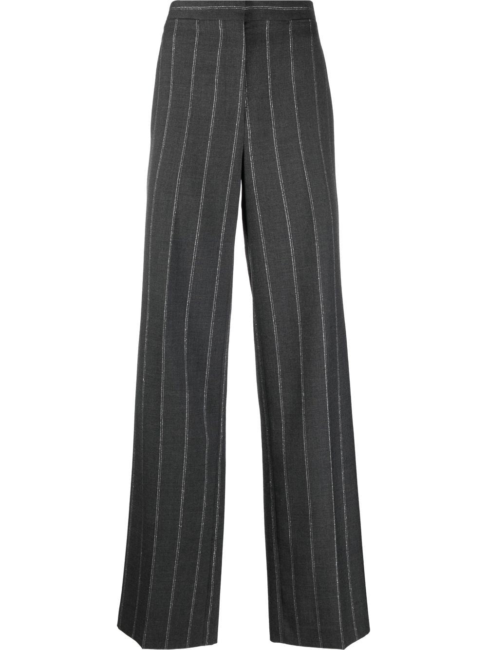 Wide leg pinstripe trousers