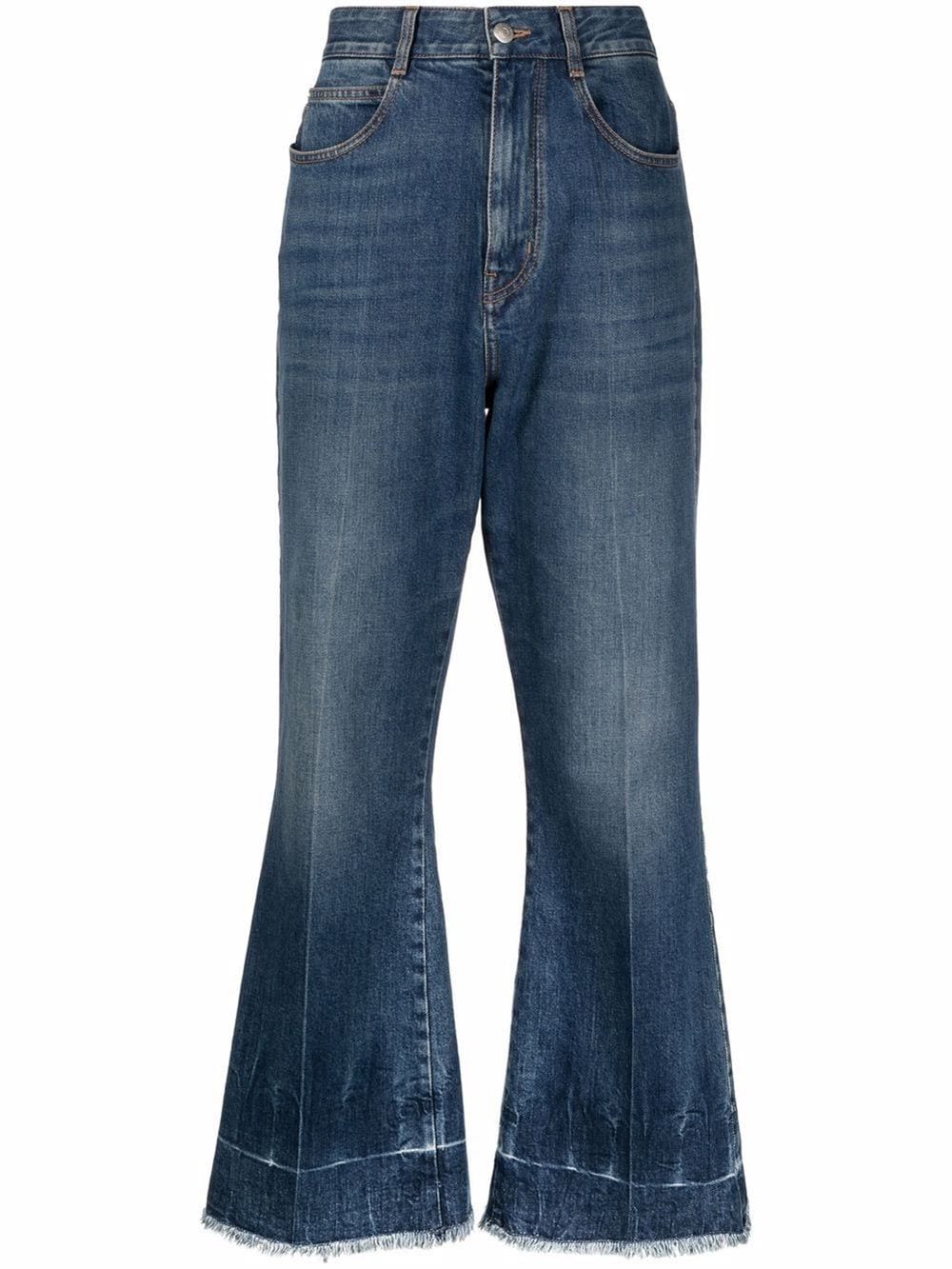 Flared crop denim jeans