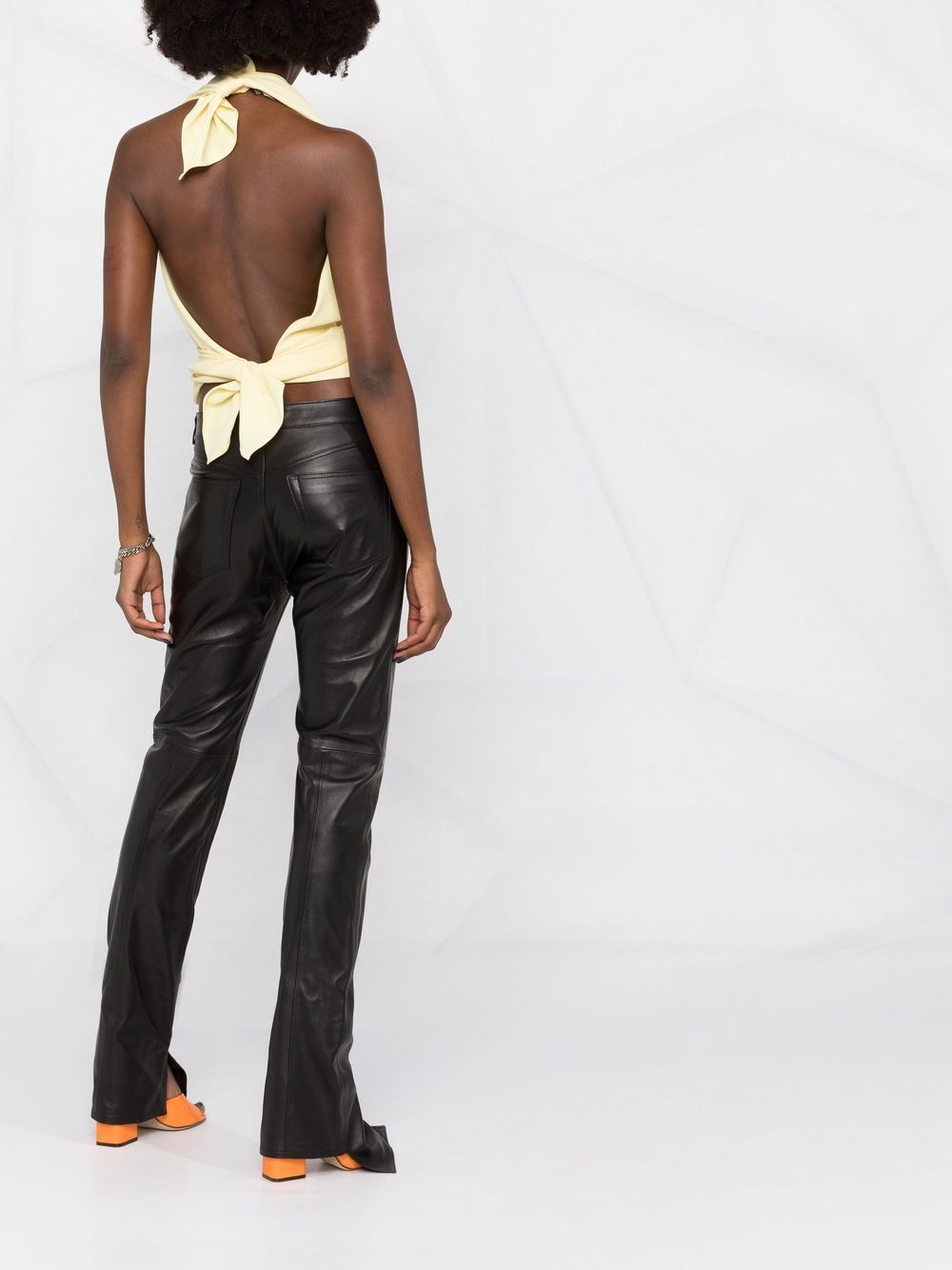 High waist leather trousers