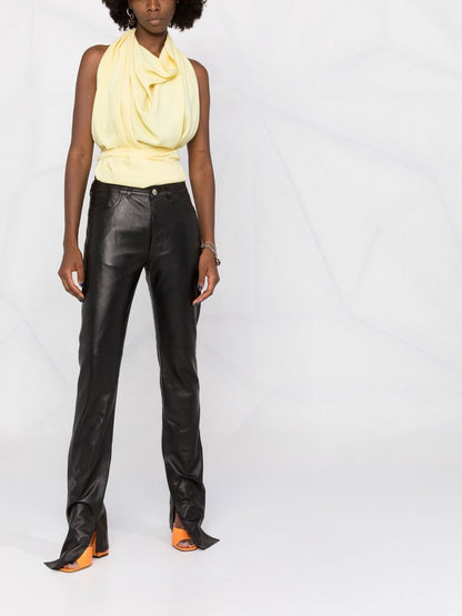 High waist leather trousers