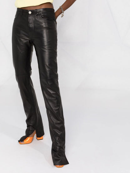 High waist leather trousers