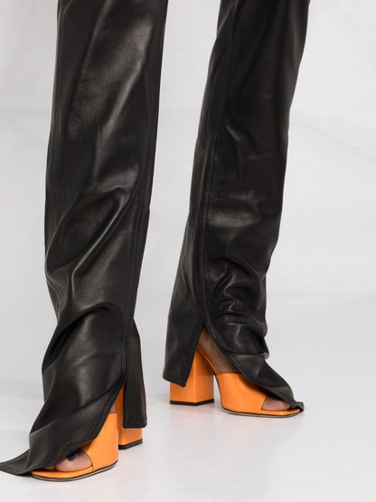 High waist leather trousers