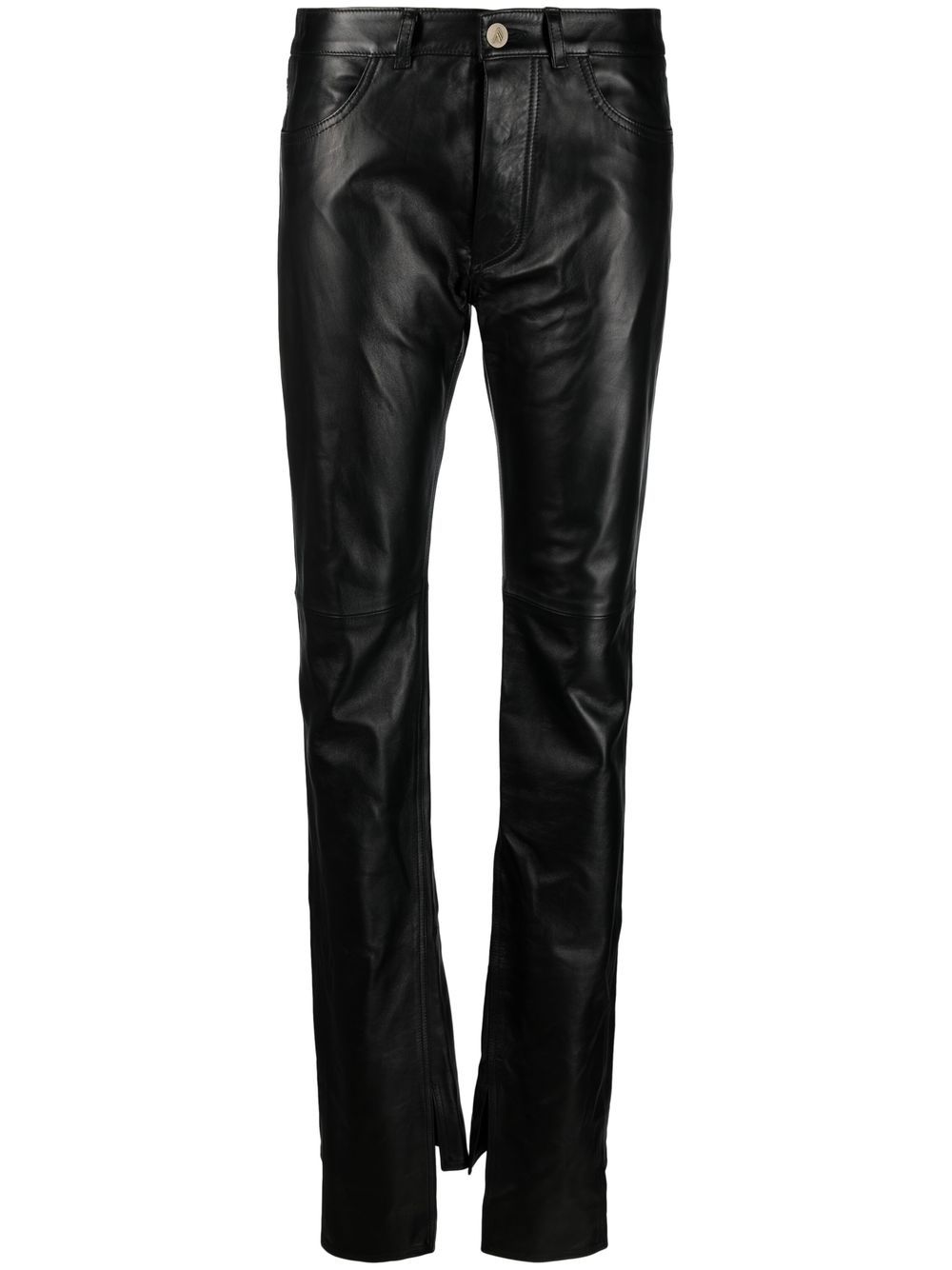 High waist leather trousers