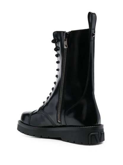 Leather combat boots