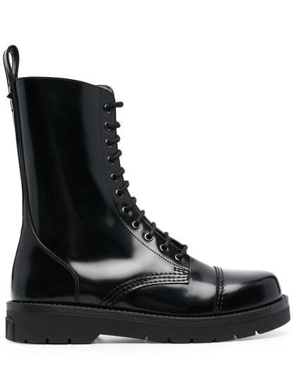 Leather combat boots