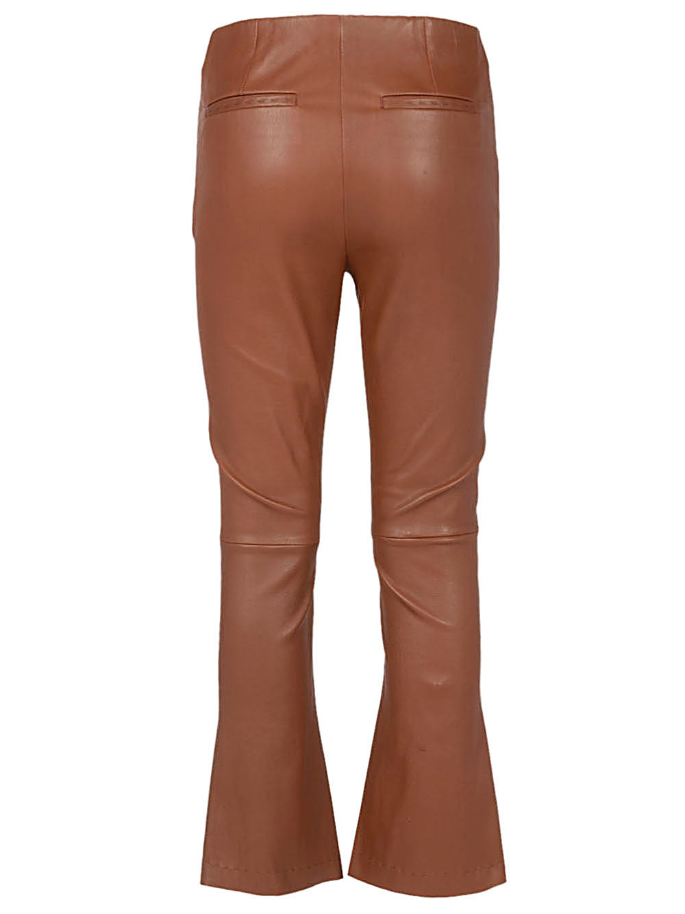 Flared leather trousers