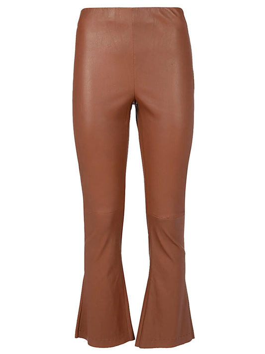 Flared leather trousers