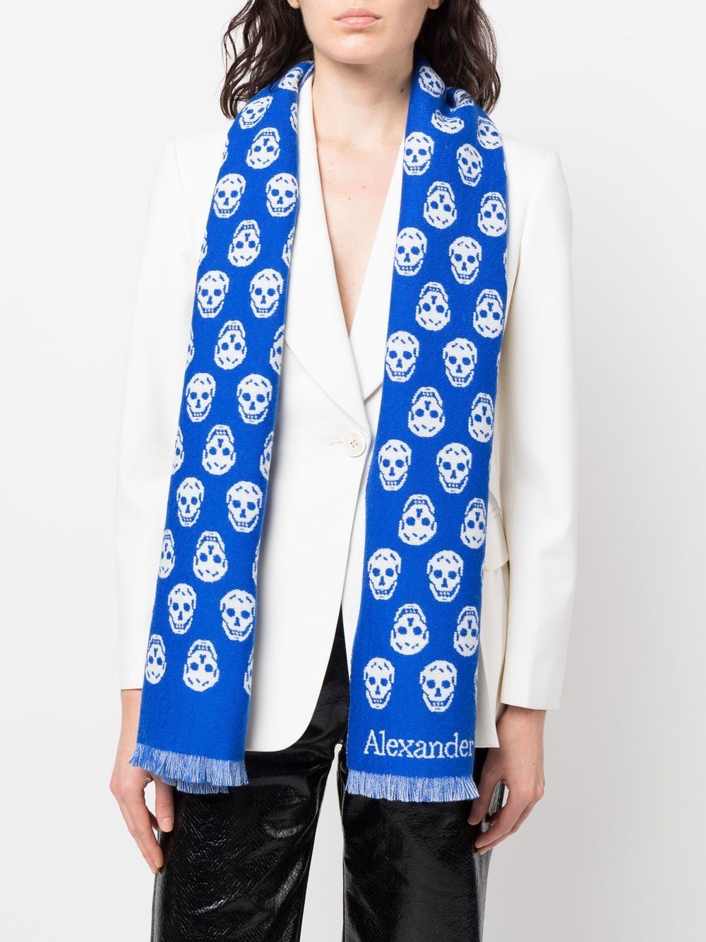 Skull double- face wool scarf