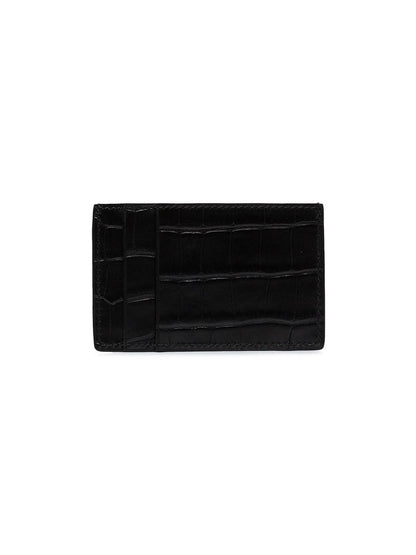 Logo leather credit card case