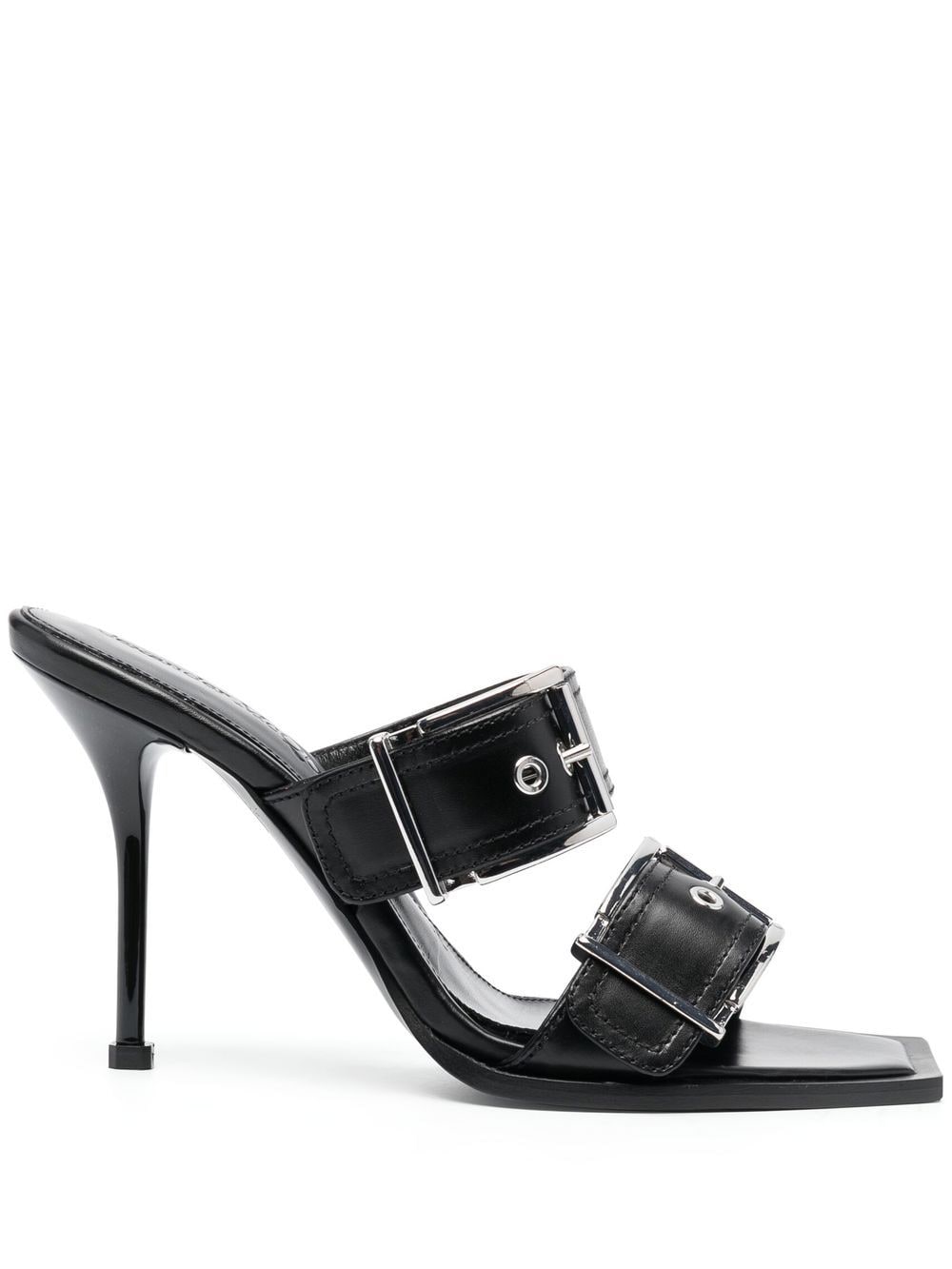 Punk double buckle leather sandals