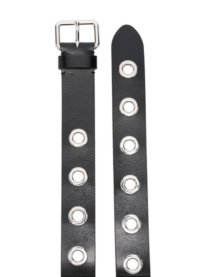 Eyelets leather belt