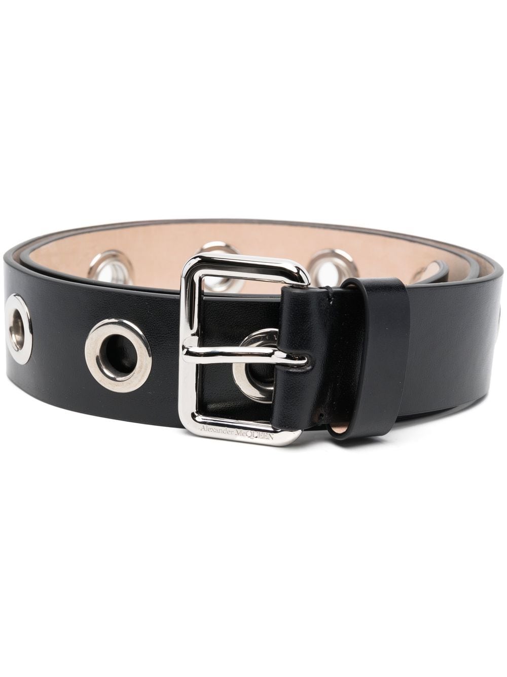 Eyelets leather belt