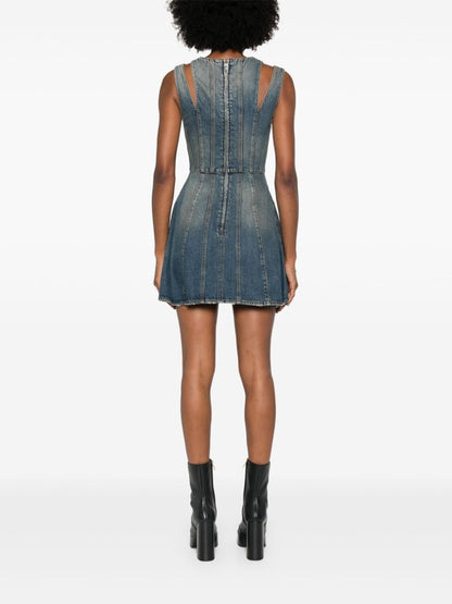 Short flared denim dress