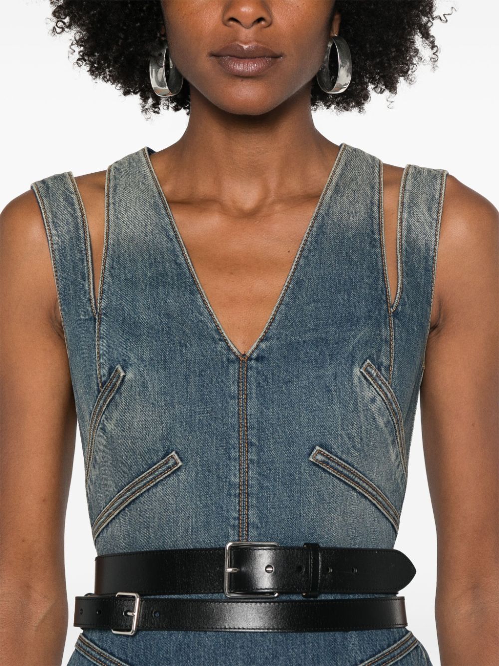 Short flared denim dress