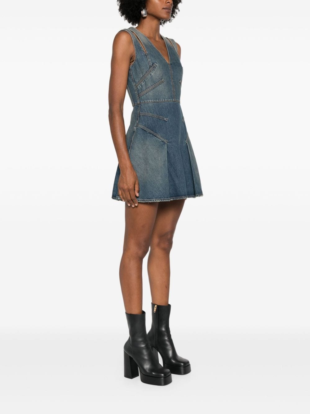 Short flared denim dress