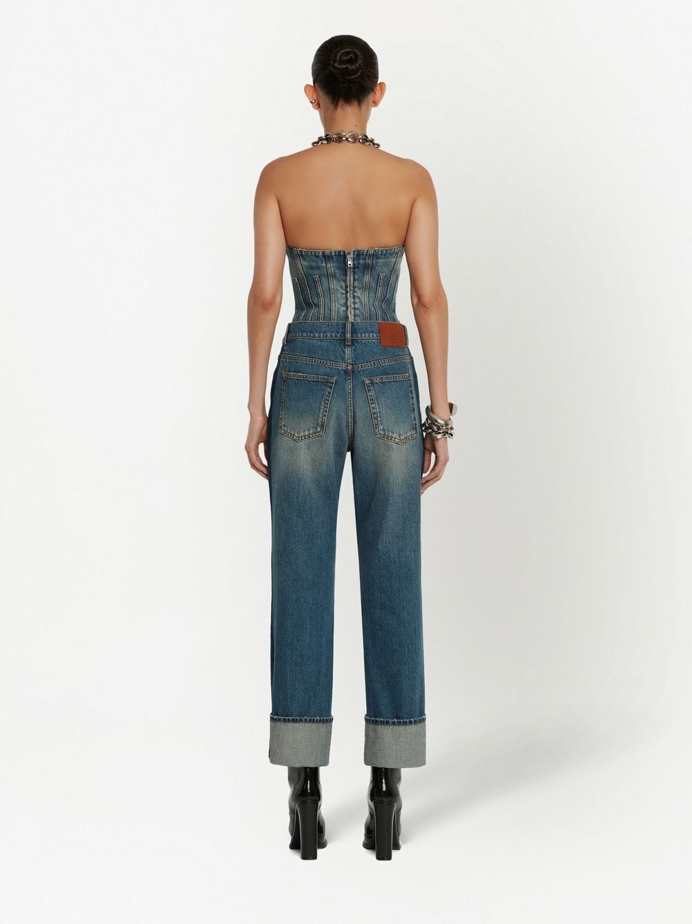 High waisted denim jeans