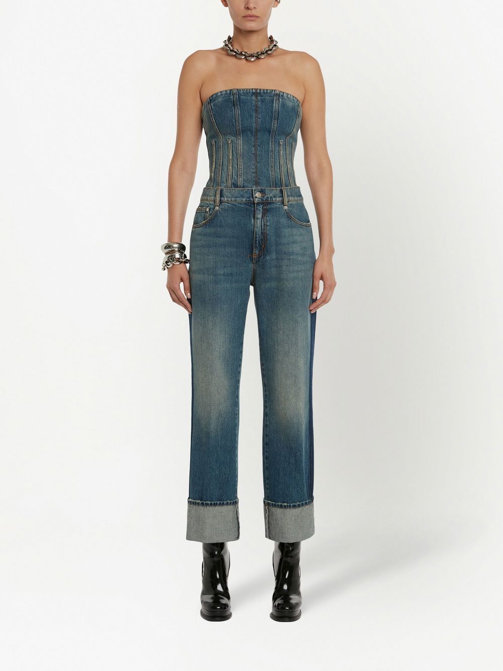 High waisted denim jeans