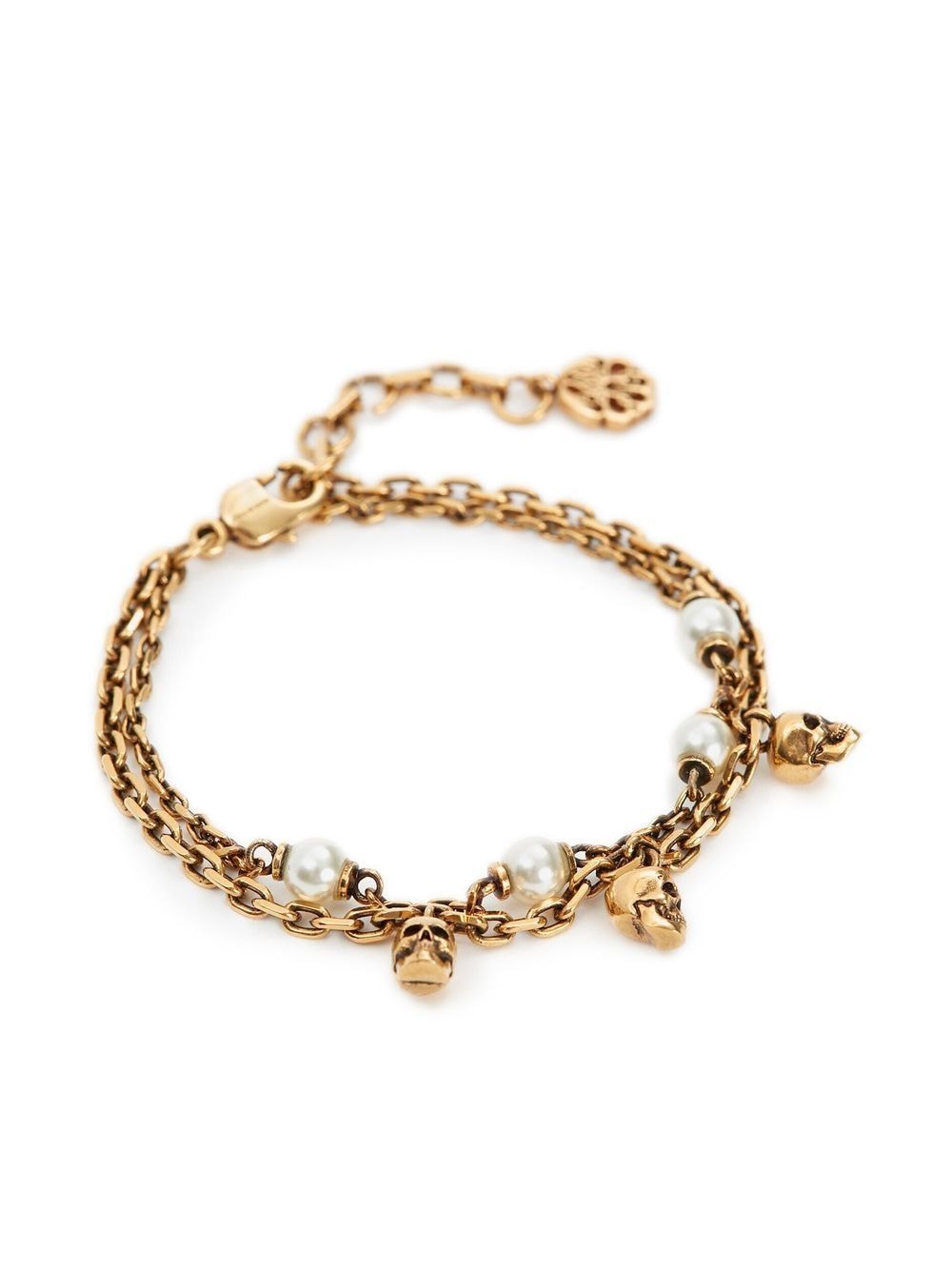 Pearl-like skull chain bracelet