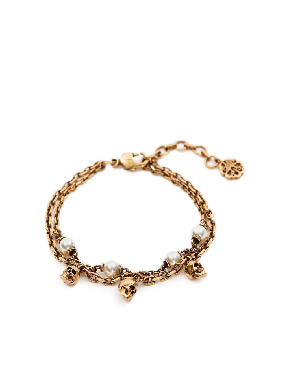 Pearl-like skull chain bracelet