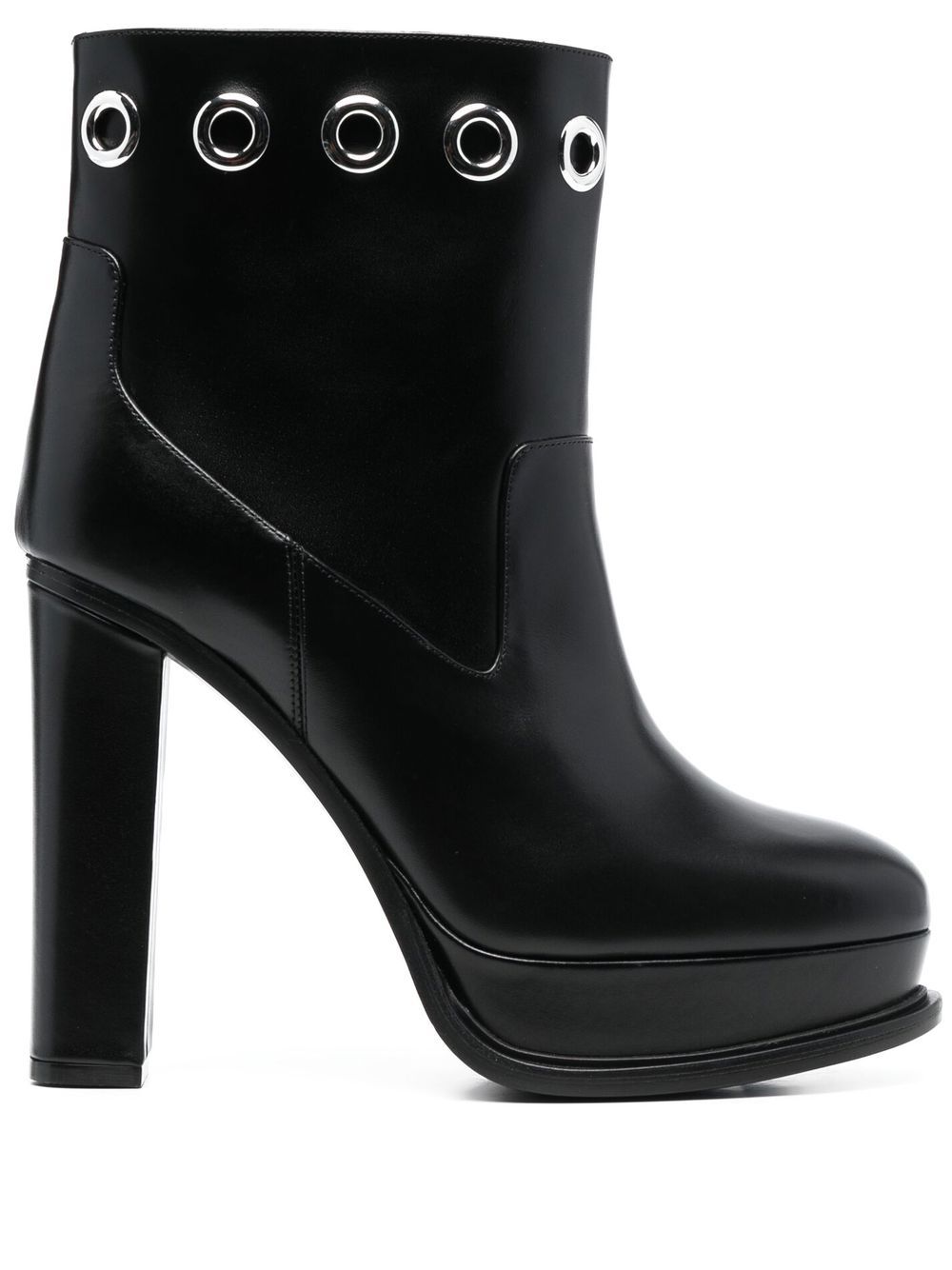 Leather heel ankle boots