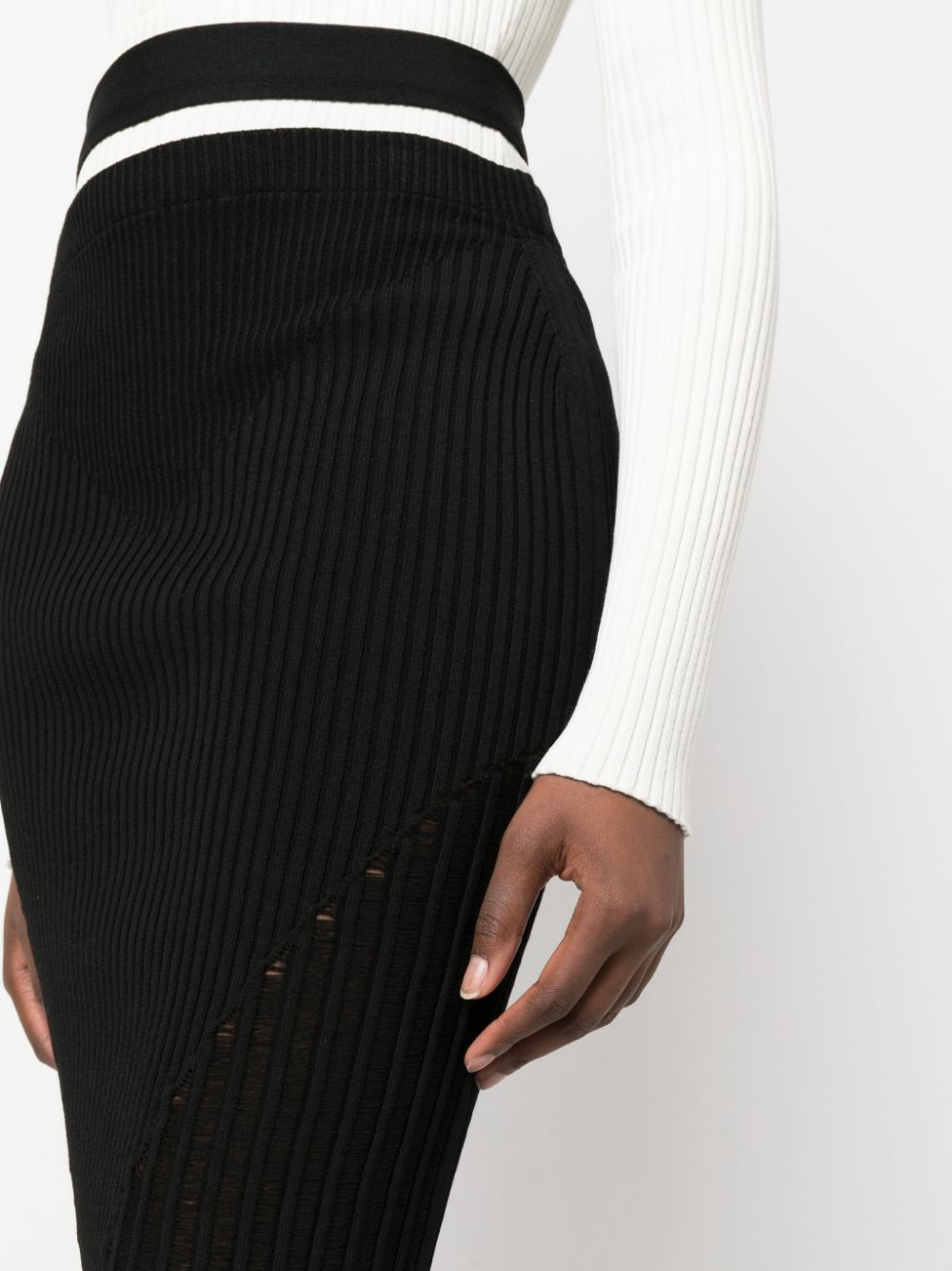 Ribbed cut-out midi skirt