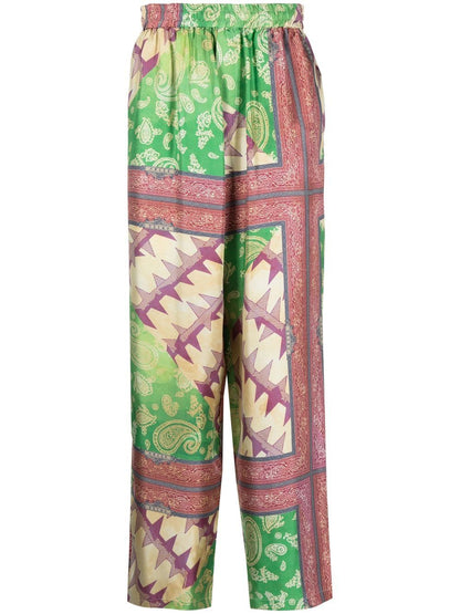 Printed silk trousers