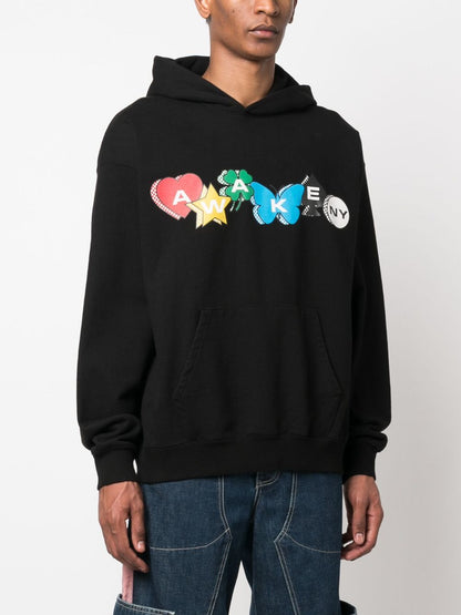 Printed charm logo hoodie