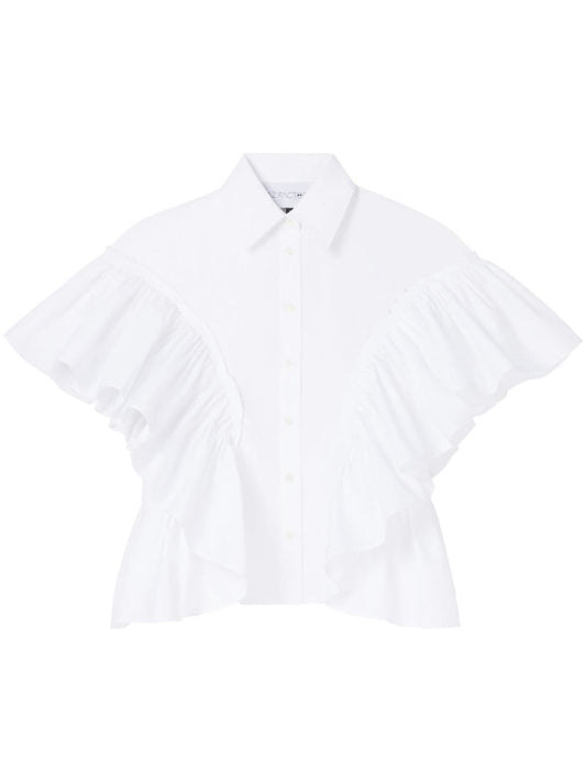 Ruffled sleeves cotton shirt