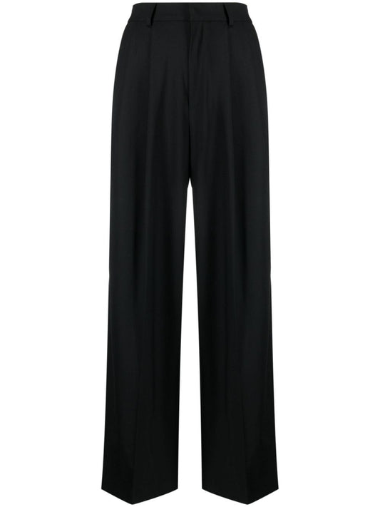 Wide leg wool trousers