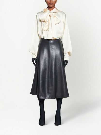 Leather midi skirt