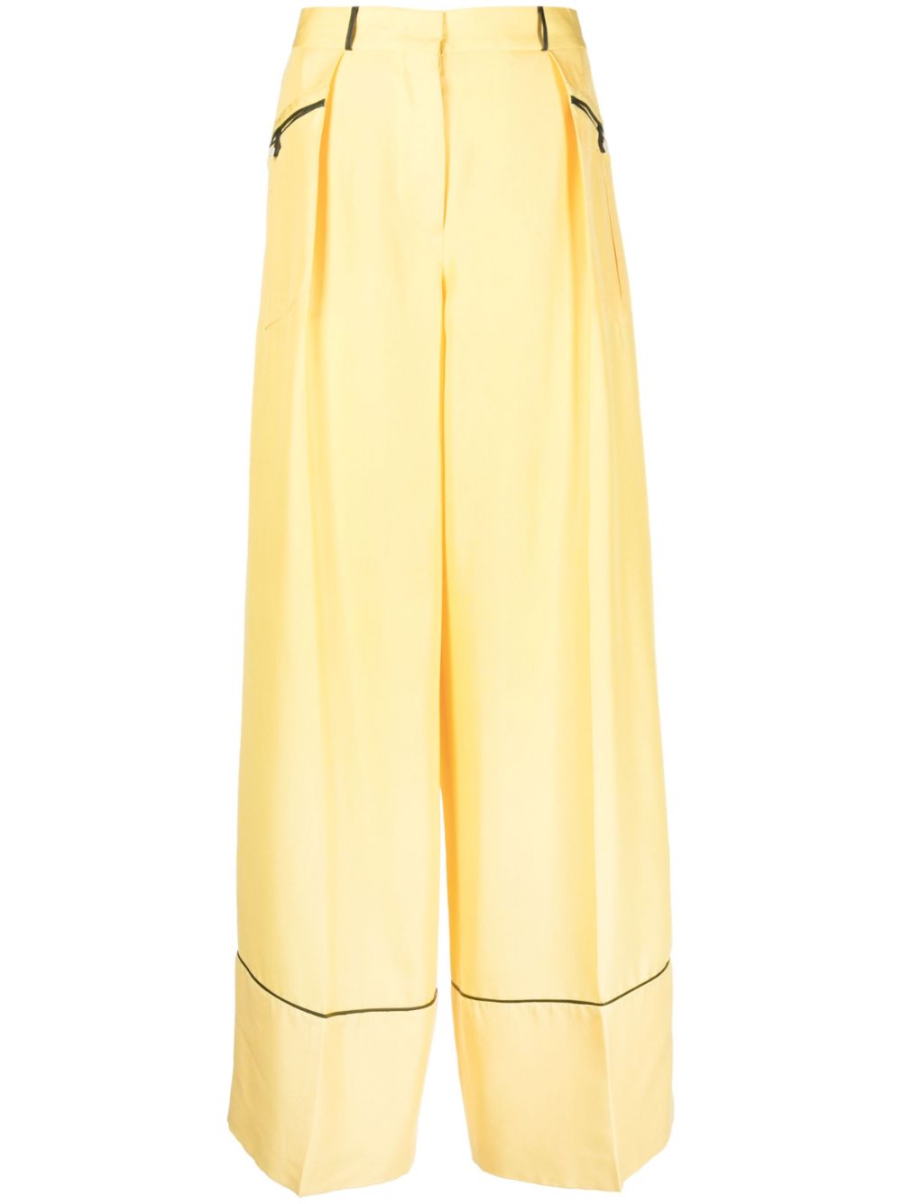 Silk wide-leg trousers