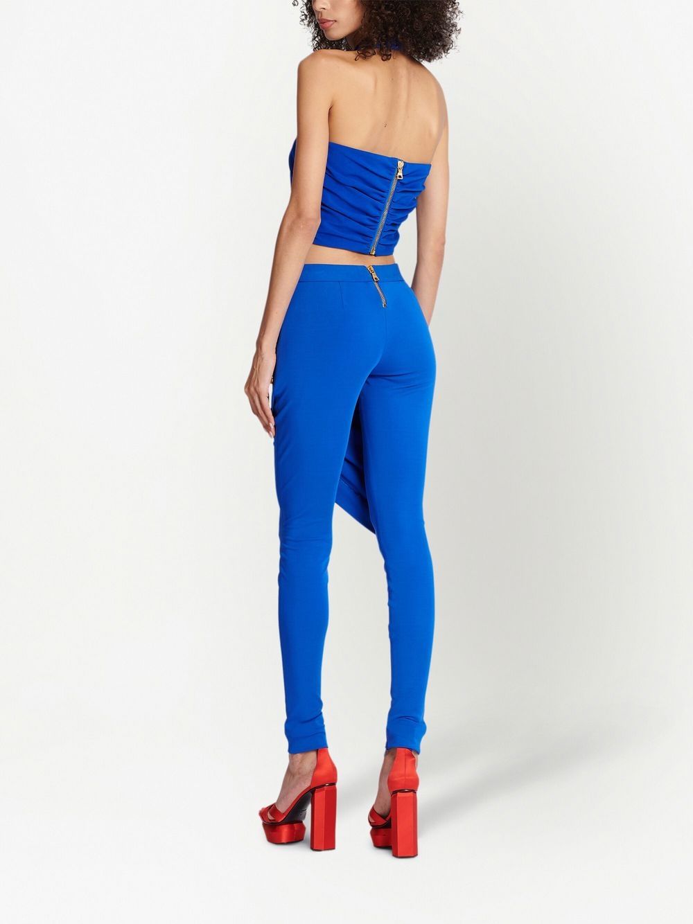 Halter nack draped jersey cropped top