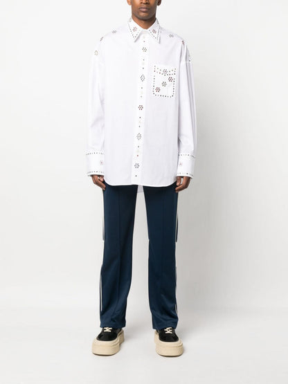 Rhinestone embellishment cotton shirt