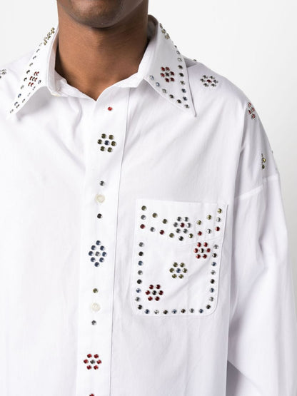 Rhinestone embellishment cotton shirt