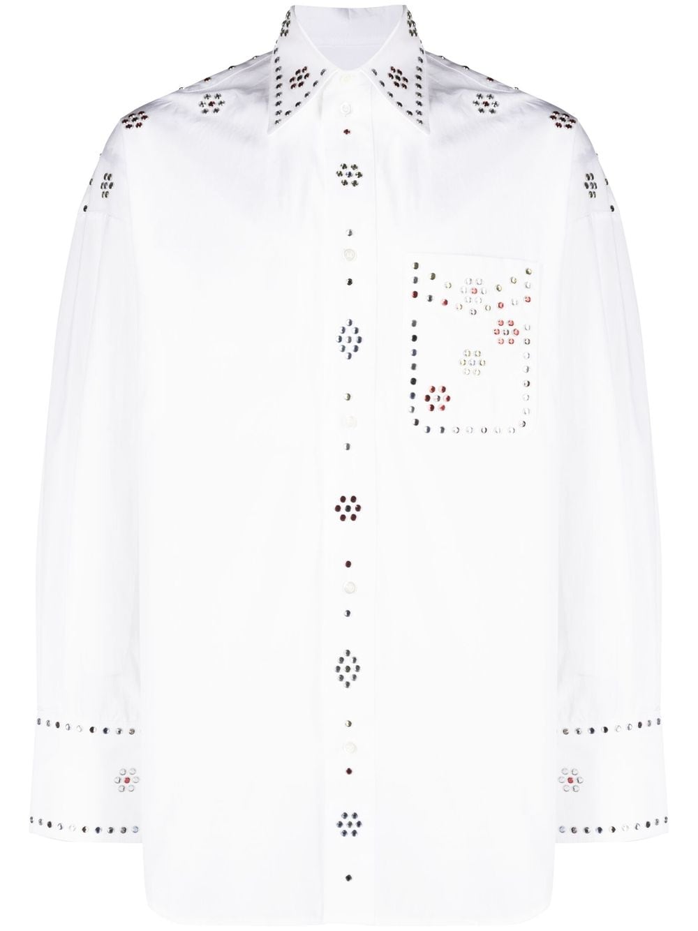 Rhinestone embellishment cotton shirt