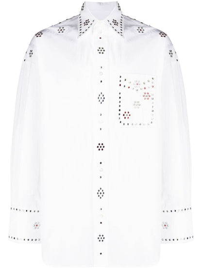 Rhinestone embellishment cotton shirt