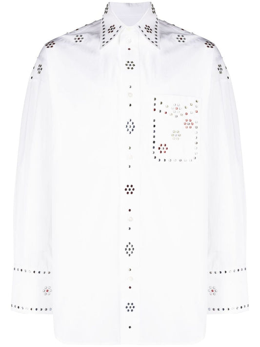 Rhinestone embellishment cotton shirt