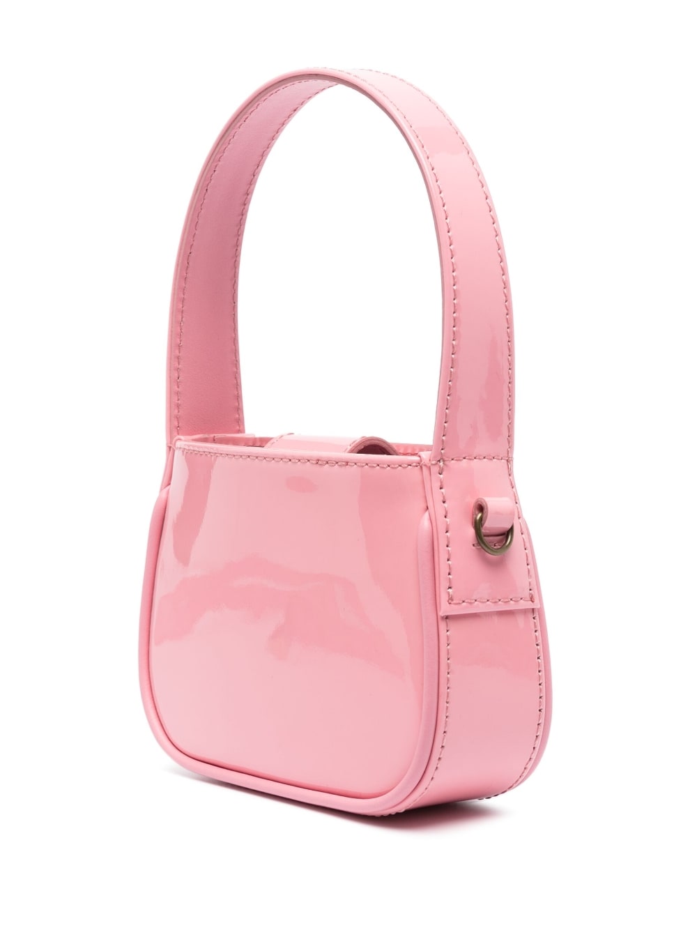 Logo patent leather handbag