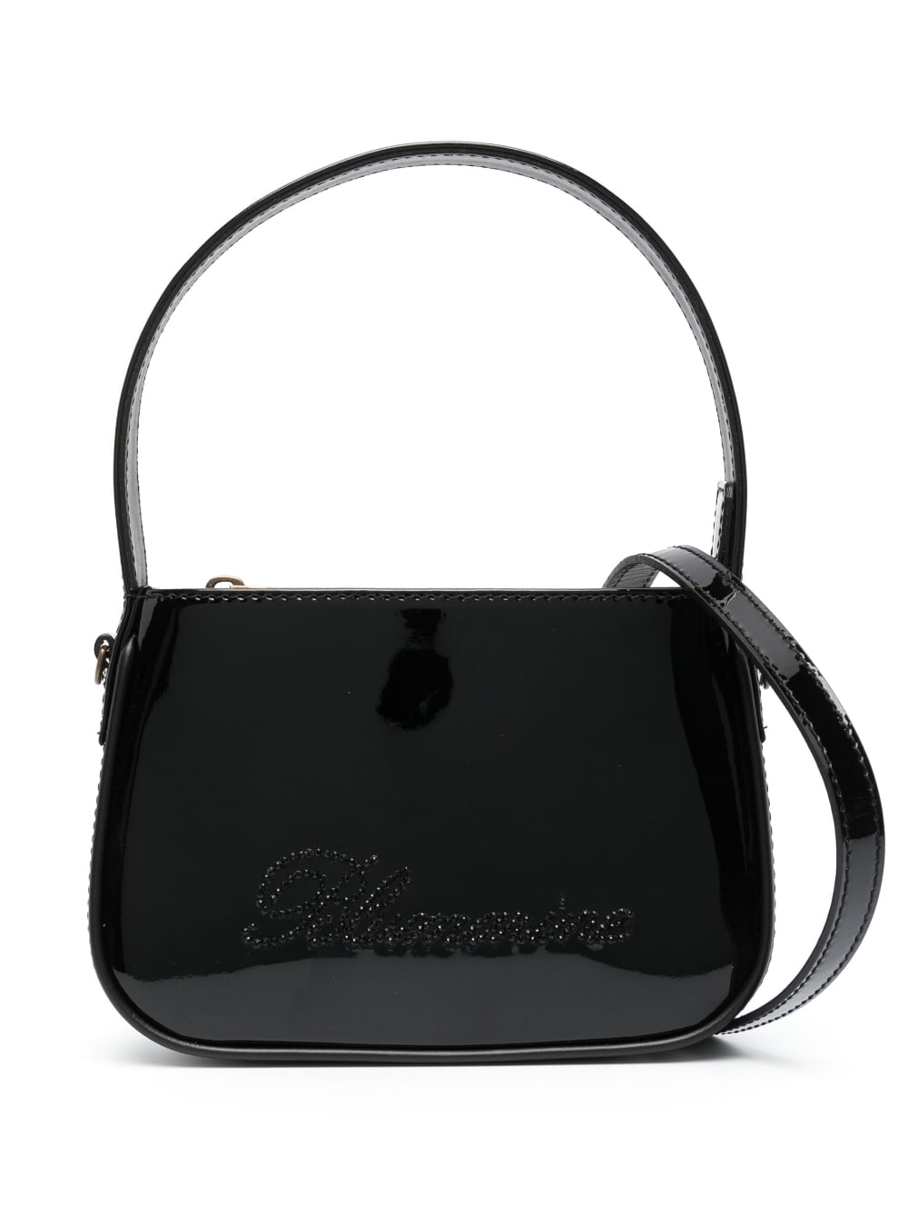 Logo patent leather handbag