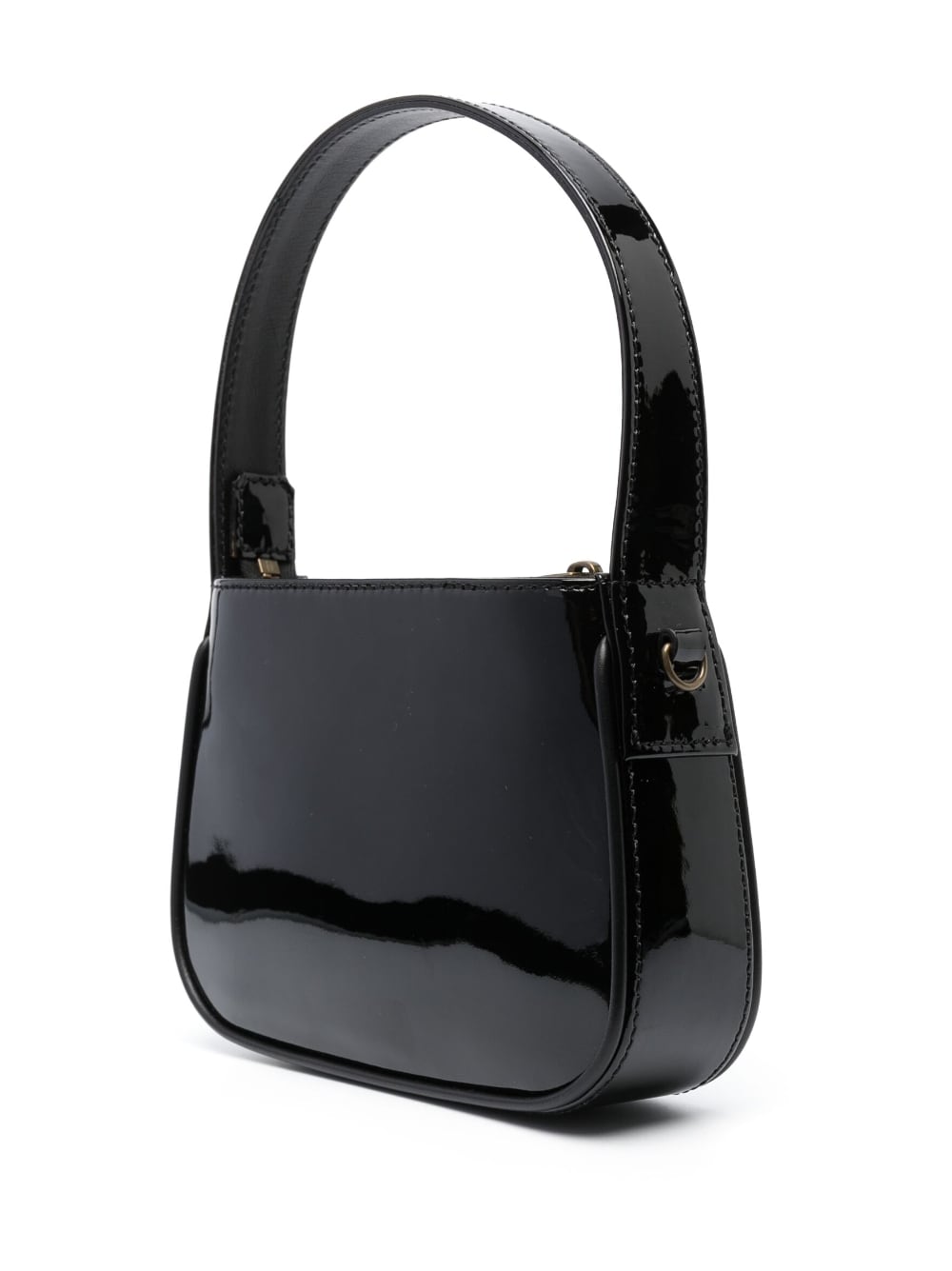 Logo patent leather handbag