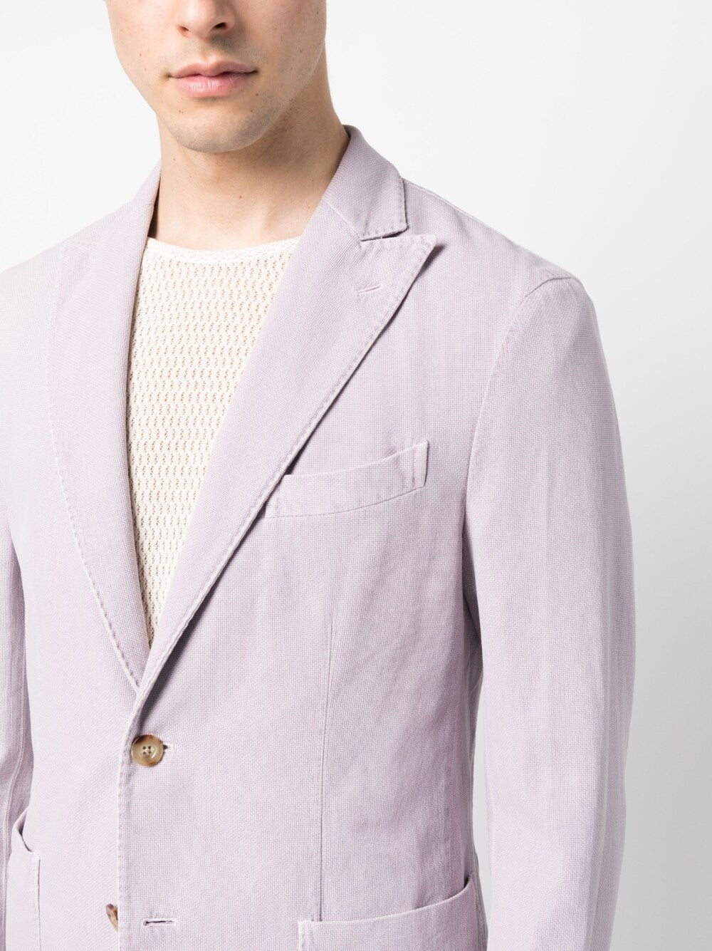 Silk blend single-breasted jacket