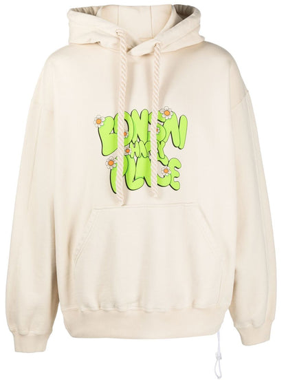 Printed cotton hoodie