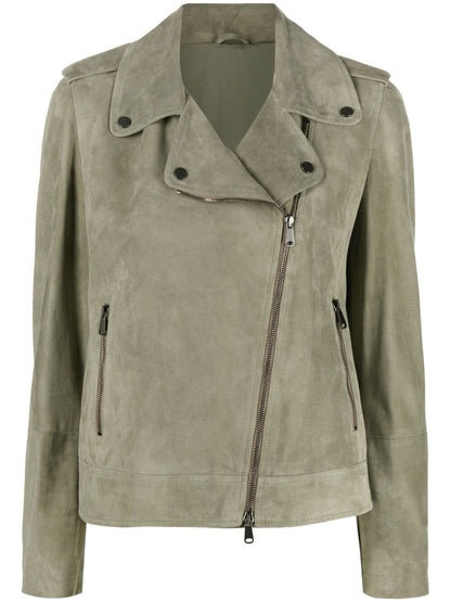 Suede leather biker jacket