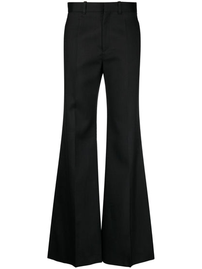 Flared silk blend wool trousers