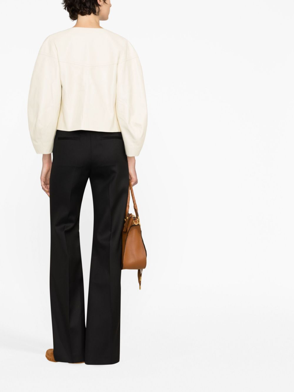 Flared silk blend wool trousers