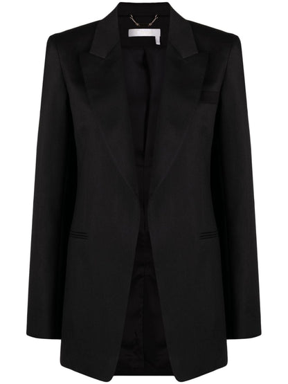 Single-breasted silk blend wool jacket