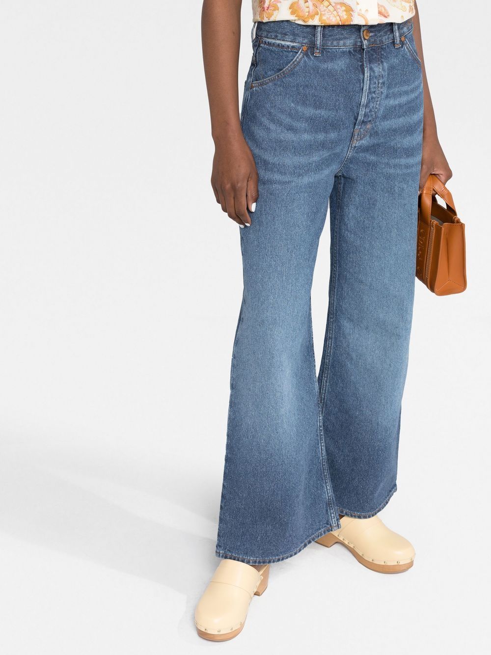 Wide leg denim jeans