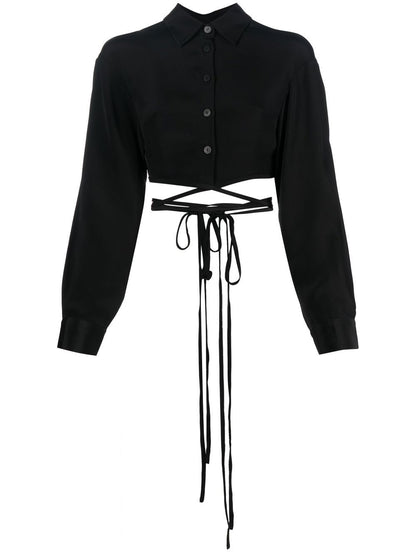 Cropped silk shirt