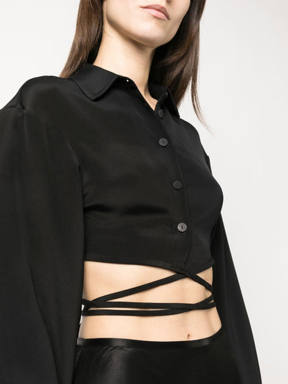 Cropped silk shirt